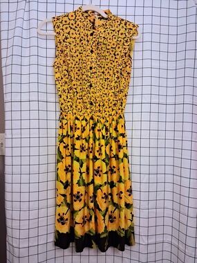 Vintage 60s Yellow Floral Dress